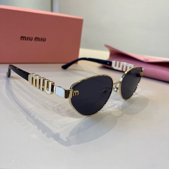 Miu Miu Gold Metal Frame Black Sunglasses main image 2